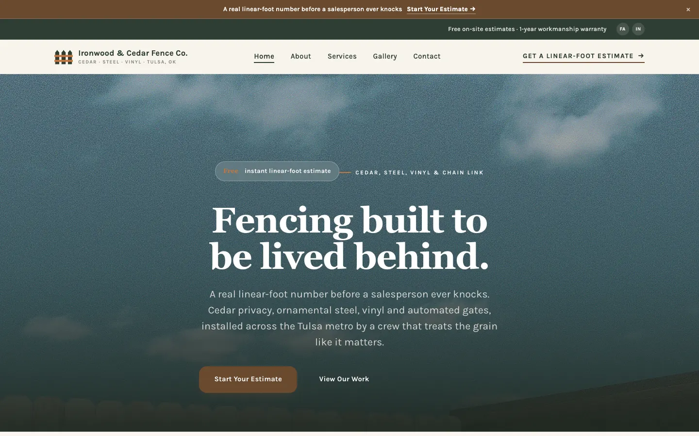 Ironwood & Cedar Fence Co. website